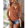 imageSweatyRocks Womens Scoop Neck Half Button Tank Top Casual Sleeveless Drawstring Tie Side TopsBurnt Orange
