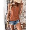 imageSweatyRocks Womens Scoop Neck Half Button Tank Top Casual Sleeveless Drawstring Tie Side TopsBurnt Orange