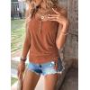 imageSweatyRocks Womens Scoop Neck Half Button Tank Top Casual Sleeveless Drawstring Tie Side TopsBurnt Orange