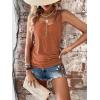 imageSweatyRocks Womens Scoop Neck Half Button Tank Top Casual Sleeveless Drawstring Tie Side TopsBurnt Orange