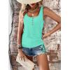 imageSweatyRocks Womens Scoop Neck Half Button Tank Top Casual Sleeveless Drawstring Tie Side TopsCadet Blue
