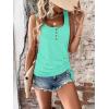 imageSweatyRocks Womens Scoop Neck Half Button Tank Top Casual Sleeveless Drawstring Tie Side TopsCadet Blue