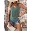 imageSweatyRocks Womens Scoop Neck Half Button Tank Top Casual Sleeveless Drawstring Tie Side TopsDark Green