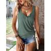 imageSweatyRocks Womens Scoop Neck Half Button Tank Top Casual Sleeveless Drawstring Tie Side TopsDark Green