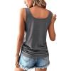 imageSweatyRocks Womens Scoop Neck Half Button Tank Top Casual Sleeveless Drawstring Tie Side TopsDark Grey