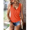 imageSweatyRocks Womens Scoop Neck Half Button Tank Top Casual Sleeveless Drawstring Tie Side TopsFiery Orange