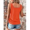 imageSweatyRocks Womens Scoop Neck Half Button Tank Top Casual Sleeveless Drawstring Tie Side TopsFiery Orange