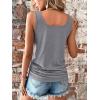 imageSweatyRocks Womens Scoop Neck Half Button Tank Top Casual Sleeveless Drawstring Tie Side TopsGrey