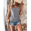 imageSweatyRocks Womens Scoop Neck Half Button Tank Top Casual Sleeveless Drawstring Tie Side TopsGrey