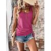 imageSweatyRocks Womens Scoop Neck Half Button Tank Top Casual Sleeveless Drawstring Tie Side TopsHot Pink