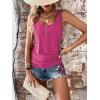 imageSweatyRocks Womens Scoop Neck Half Button Tank Top Casual Sleeveless Drawstring Tie Side TopsHot Pink