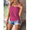 imageSweatyRocks Womens Scoop Neck Half Button Tank Top Casual Sleeveless Drawstring Tie Side TopsHot Pink