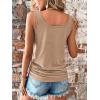 imageSweatyRocks Womens Scoop Neck Half Button Tank Top Casual Sleeveless Drawstring Tie Side TopsKhaki