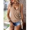 imageSweatyRocks Womens Scoop Neck Half Button Tank Top Casual Sleeveless Drawstring Tie Side TopsKhaki