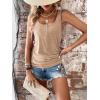 imageSweatyRocks Womens Scoop Neck Half Button Tank Top Casual Sleeveless Drawstring Tie Side TopsKhaki
