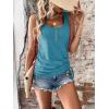 imageSweatyRocks Womens Scoop Neck Half Button Tank Top Casual Sleeveless Drawstring Tie Side TopsLight Blue