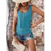 imageSweatyRocks Womens Scoop Neck Half Button Tank Top Casual Sleeveless Drawstring Tie Side TopsLight Blue