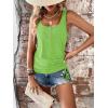 imageSweatyRocks Womens Scoop Neck Half Button Tank Top Casual Sleeveless Drawstring Tie Side TopsLight Green
