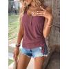 imageSweatyRocks Womens Scoop Neck Half Button Tank Top Casual Sleeveless Drawstring Tie Side TopsMauve Purple