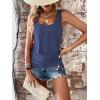 imageSweatyRocks Womens Scoop Neck Half Button Tank Top Casual Sleeveless Drawstring Tie Side TopsNavy Blue