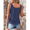 imageSweatyRocks Womens Scoop Neck Half Button Tank Top Casual Sleeveless Drawstring Tie Side TopsNavy Blue