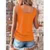 imageSweatyRocks Womens Scoop Neck Half Button Tank Top Casual Sleeveless Drawstring Tie Side TopsOrange