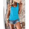 imageSweatyRocks Womens Scoop Neck Half Button Tank Top Casual Sleeveless Drawstring Tie Side TopsPlain Blue
