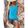 imageSweatyRocks Womens Scoop Neck Half Button Tank Top Casual Sleeveless Drawstring Tie Side TopsPlain Blue