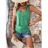 imageSweatyRocks Womens Scoop Neck Half Button Tank Top Casual Sleeveless Drawstring Tie Side TopsPlain Green