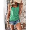 imageSweatyRocks Womens Scoop Neck Half Button Tank Top Casual Sleeveless Drawstring Tie Side TopsPlain Green