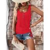 imageSweatyRocks Womens Scoop Neck Half Button Tank Top Casual Sleeveless Drawstring Tie Side TopsRed