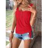 imageSweatyRocks Womens Scoop Neck Half Button Tank Top Casual Sleeveless Drawstring Tie Side TopsRed