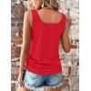 imageSweatyRocks Womens Scoop Neck Half Button Tank Top Casual Sleeveless Drawstring Tie Side TopsRed