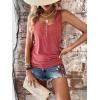 imageSweatyRocks Womens Scoop Neck Half Button Tank Top Casual Sleeveless Drawstring Tie Side TopsRusty Rose