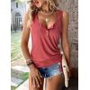 imageSweatyRocks Womens Scoop Neck Half Button Tank Top Casual Sleeveless Drawstring Tie Side TopsRusty Rose