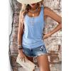 imageSweatyRocks Womens Scoop Neck Half Button Tank Top Casual Sleeveless Drawstring Tie Side TopsSolid Blue