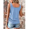 imageSweatyRocks Womens Scoop Neck Half Button Tank Top Casual Sleeveless Drawstring Tie Side TopsSolid Blue