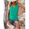 imageSweatyRocks Womens Scoop Neck Half Button Tank Top Casual Sleeveless Drawstring Tie Side TopsSolid Green