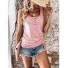imageSweatyRocks Womens Scoop Neck Half Button Tank Top Casual Sleeveless Drawstring Tie Side TopsSolid Pink