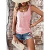 imageSweatyRocks Womens Scoop Neck Half Button Tank Top Casual Sleeveless Drawstring Tie Side TopsSolid Pink