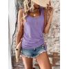 imageSweatyRocks Womens Scoop Neck Half Button Tank Top Casual Sleeveless Drawstring Tie Side TopsSolid Purple