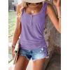 imageSweatyRocks Womens Scoop Neck Half Button Tank Top Casual Sleeveless Drawstring Tie Side TopsSolid Purple