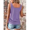 imageSweatyRocks Womens Scoop Neck Half Button Tank Top Casual Sleeveless Drawstring Tie Side TopsSolid Purple