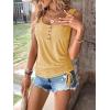 imageSweatyRocks Womens Scoop Neck Half Button Tank Top Casual Sleeveless Drawstring Tie Side TopsSolid Yellow