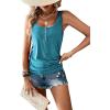 imageSweatyRocks Womens Scoop Neck Half Button Tank Top Casual Sleeveless Drawstring Tie Side TopsTeal Blue