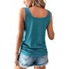 imageSweatyRocks Womens Scoop Neck Half Button Tank Top Casual Sleeveless Drawstring Tie Side TopsTeal Blue