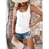 imageSweatyRocks Womens Scoop Neck Half Button Tank Top Casual Sleeveless Drawstring Tie Side TopsWhite