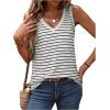 imageSweatyRocks Womens Striped Print Tank Top V Neck Sleeveless Casual Basic Loose Tee ShirtsBlack and White