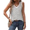 imageSweatyRocks Womens Striped Print Tank Top V Neck Sleeveless Casual Basic Loose Tee ShirtsBlack and White