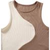 imageSweatyRocks Womens Summer Ribbed Knit Sleeveless Vest Color Block Crop Tank TopBeige Brown
